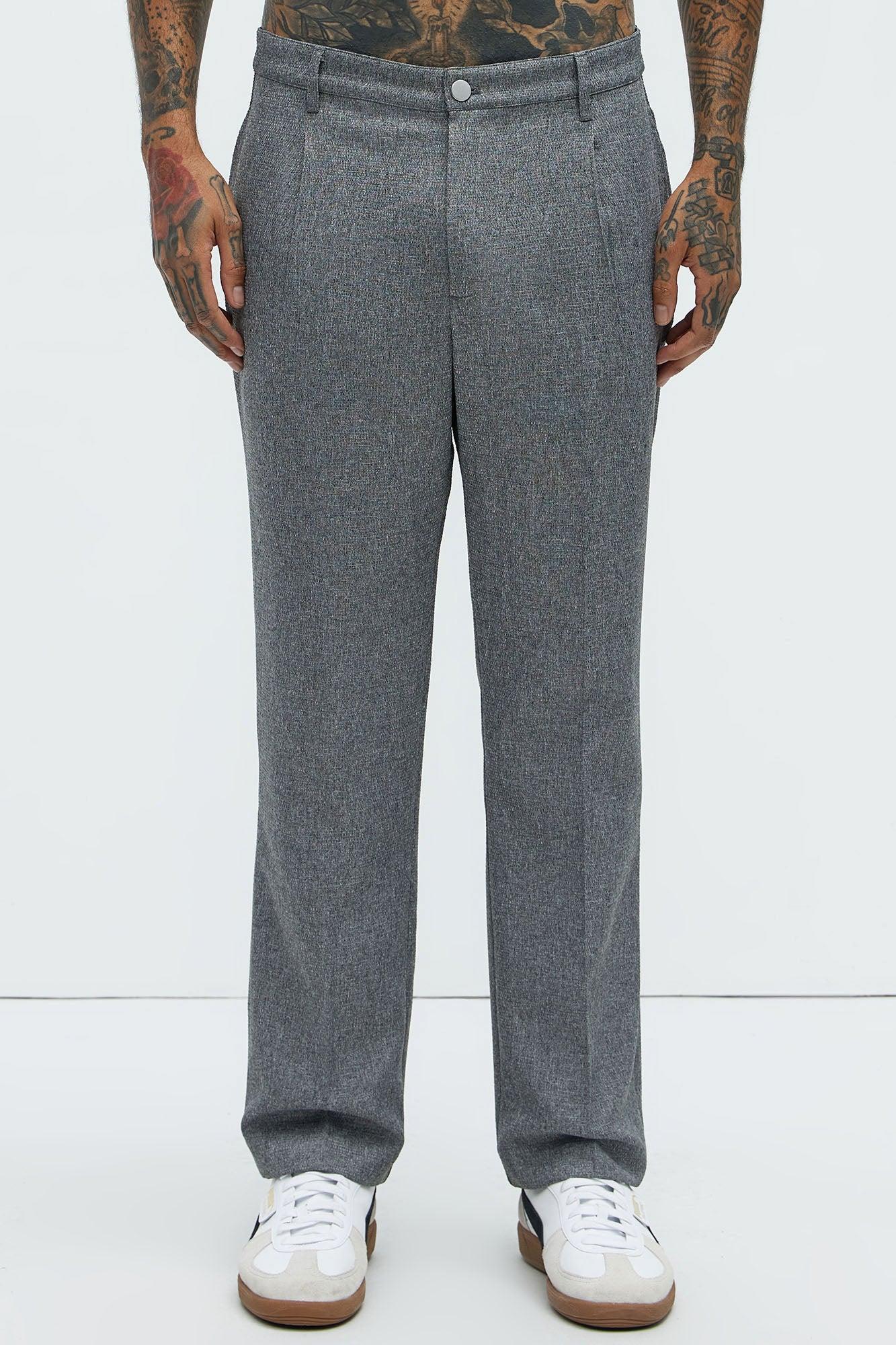 Kerr Pleated Straight Trousers - Grey Product Image