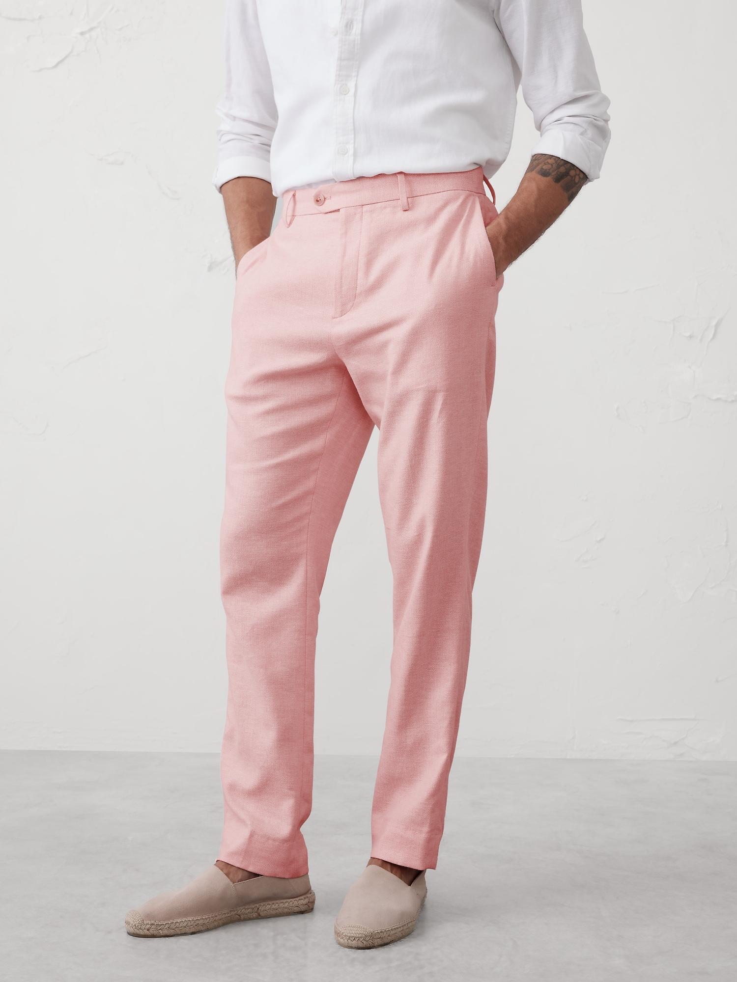 Tailored-Fit Linen-Blend Herringbone Suit Trouser Product Image