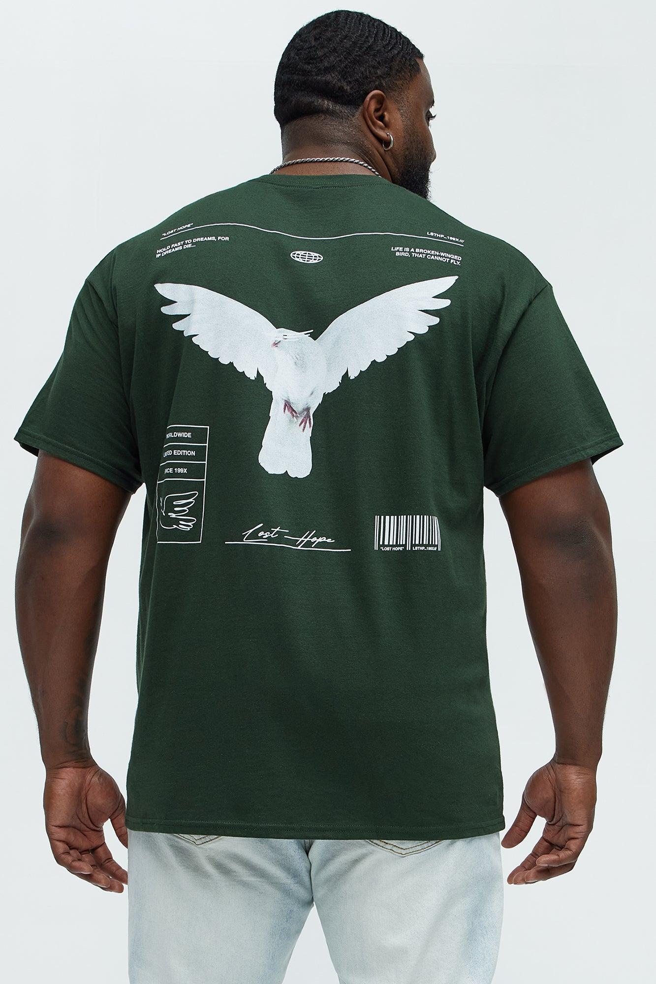 White Bird Short Sleeve Crew Neck T shirt - Hunter Green Product Image