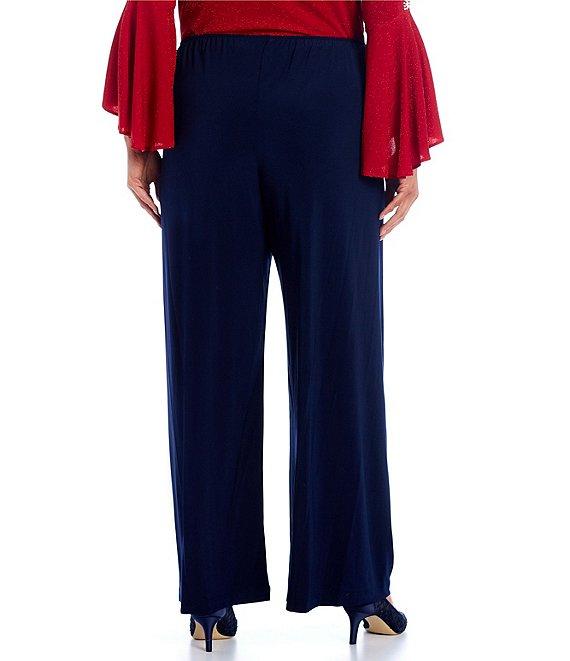 Alex Evenings Plus Size Matte Jersey Wide Leg Long Pants Product Image