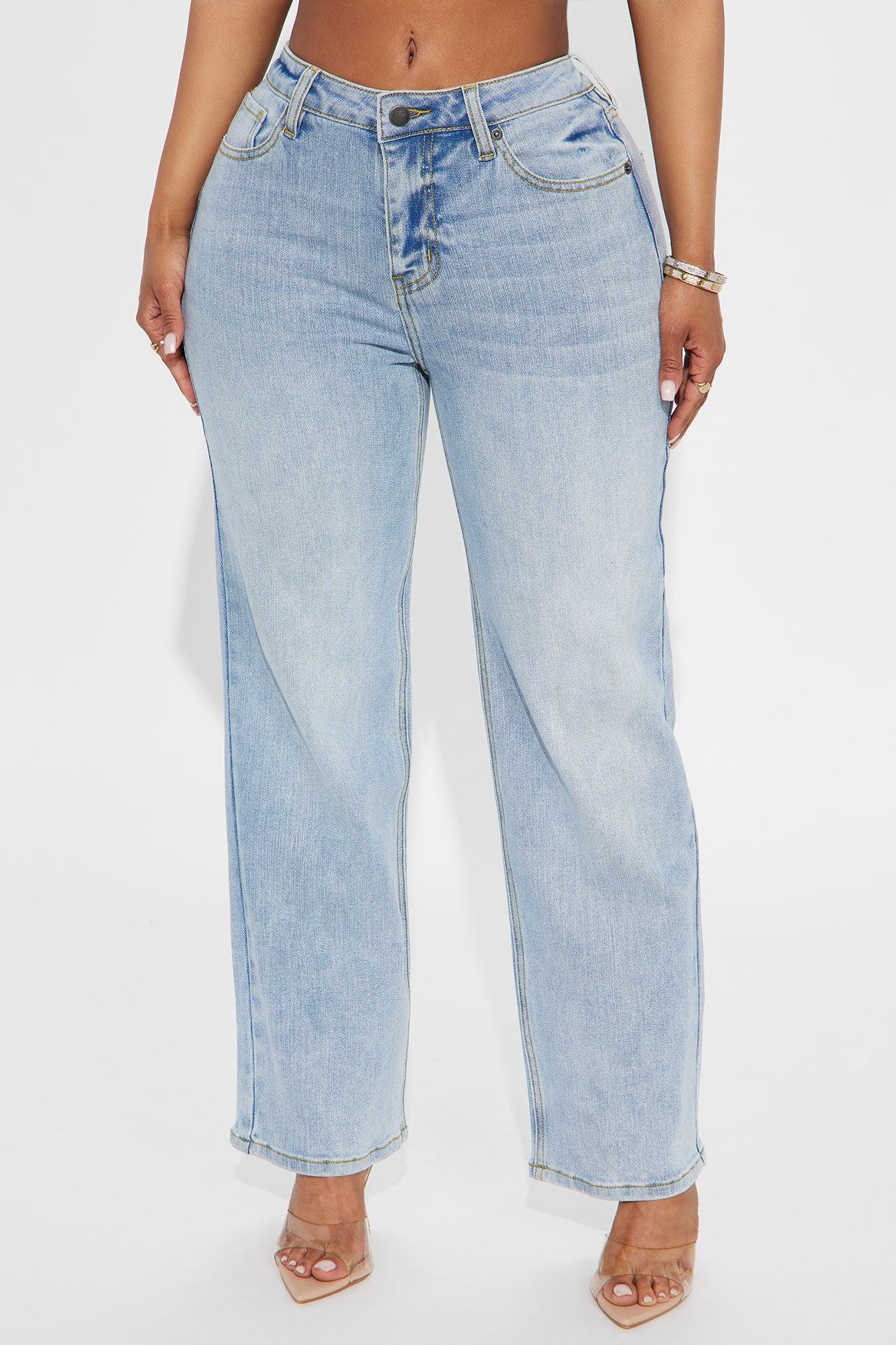 Petite Be Authentic Slouchy Stretch Straight Leg Jeans - Vintage Wash Product Image