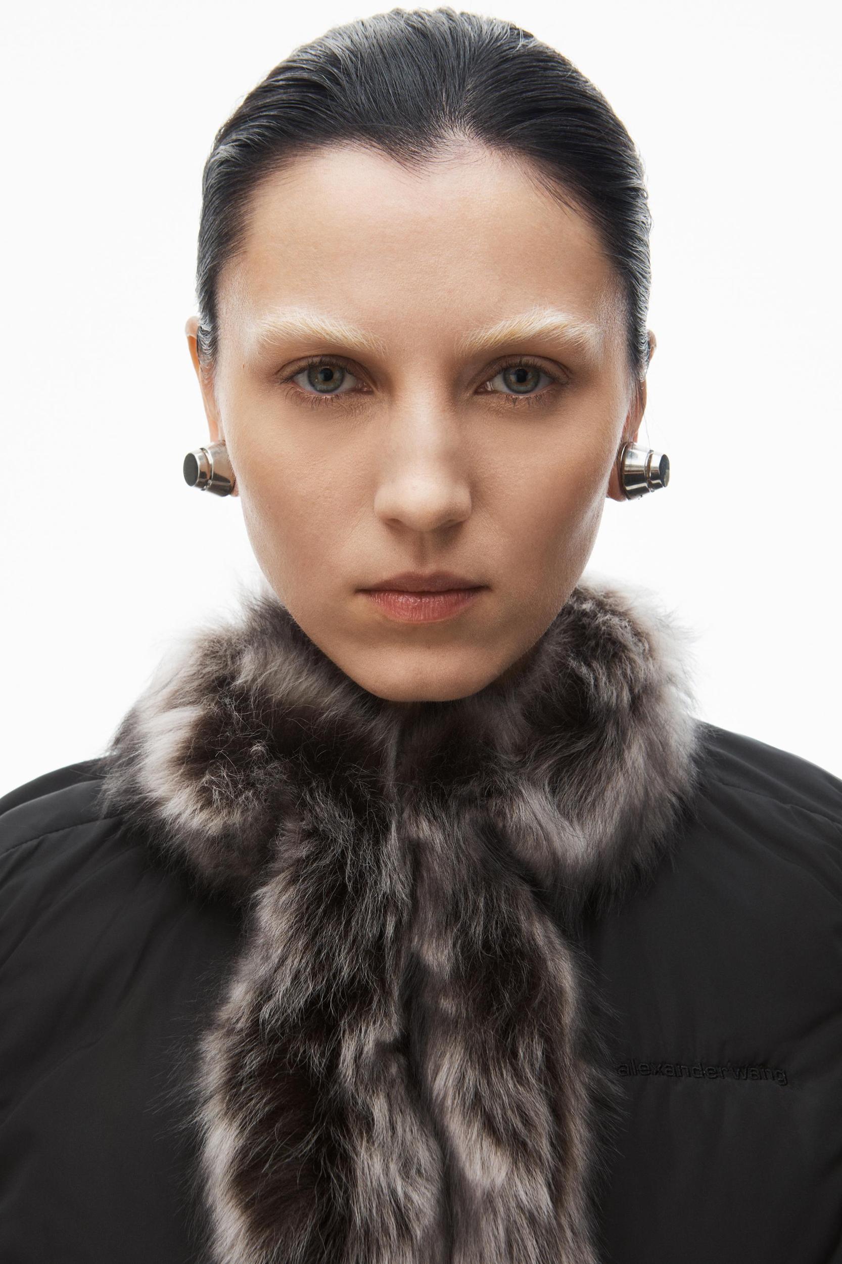 Cardigan Puffer With Fur Trim Product Image