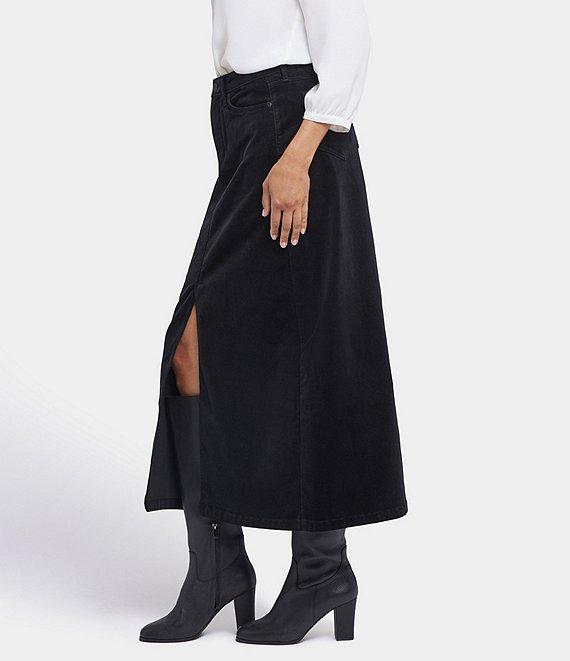 NYDJ Corduroy High Rise Side Slit 5-Pocket Long Skirt Product Image