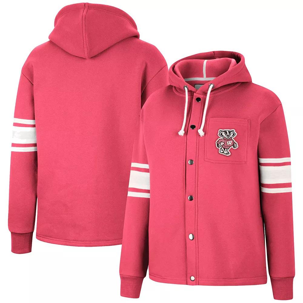 Women's Colosseum Red Wisconsin Badgers Mia Striped Full-Snap Hoodie Jacket, Size: Medium Product Image