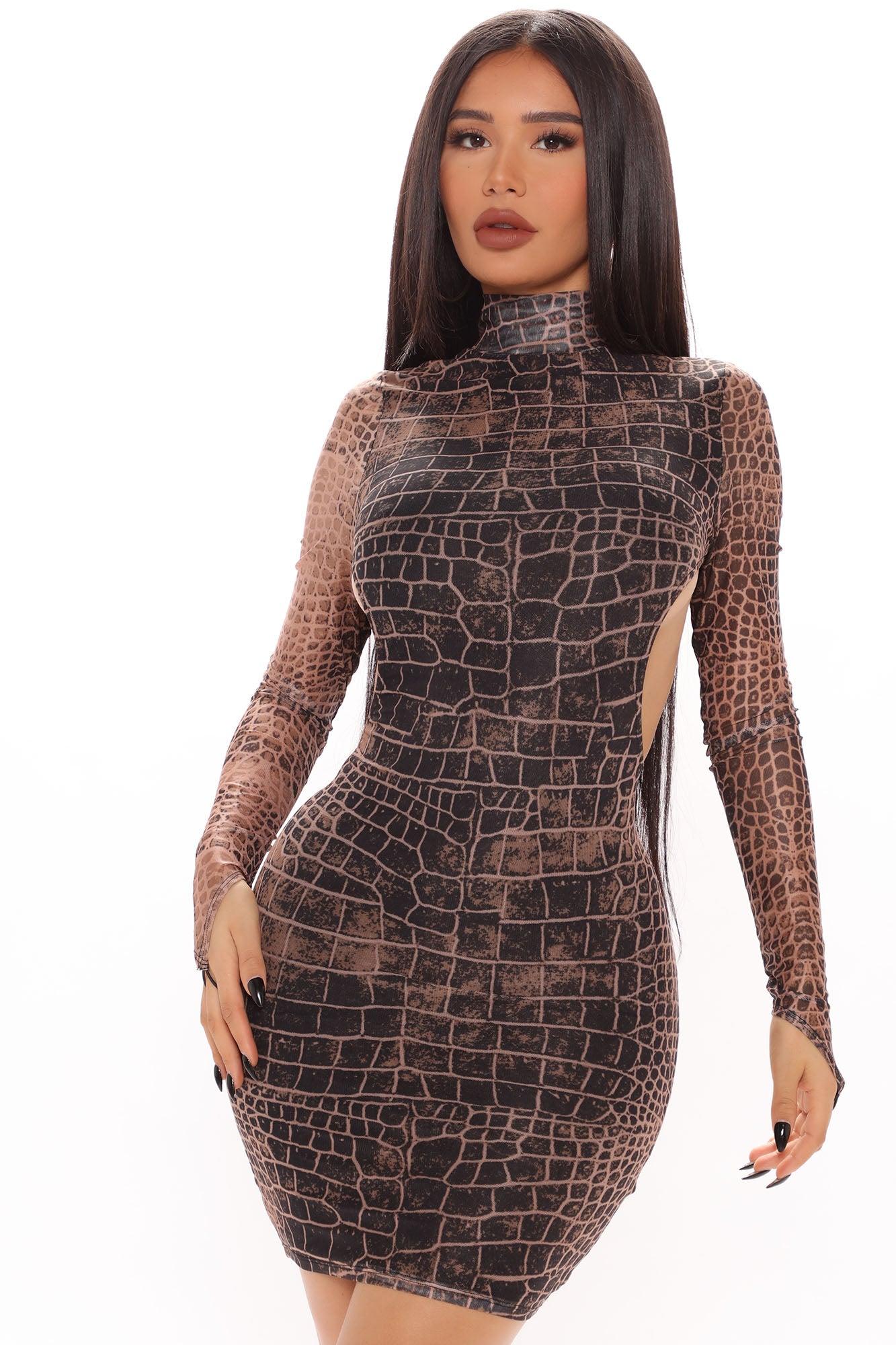 Mel Mesh Mini Dress - Brown/combo Product Image