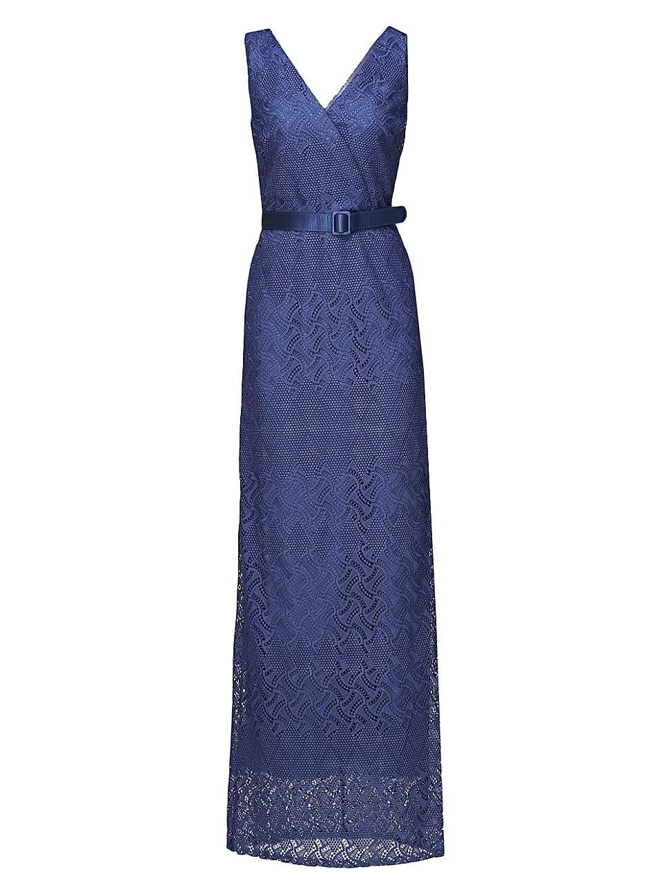 Womens Hendrix Belted Lace Column Gown Product Image