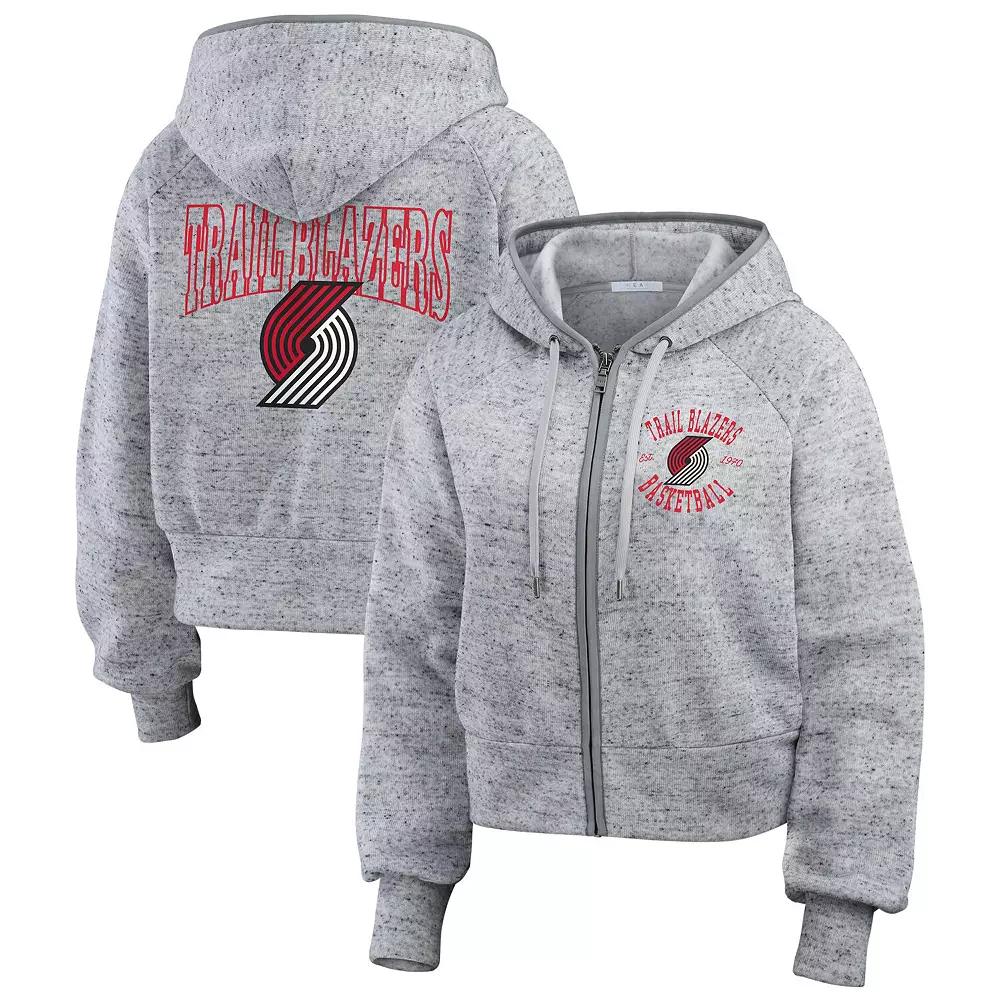 Women's WEAR by Erin Andrews Heather Gray Portland Trail Blazers Speckled Radiator Full-Zip Hoodie,  Product Image