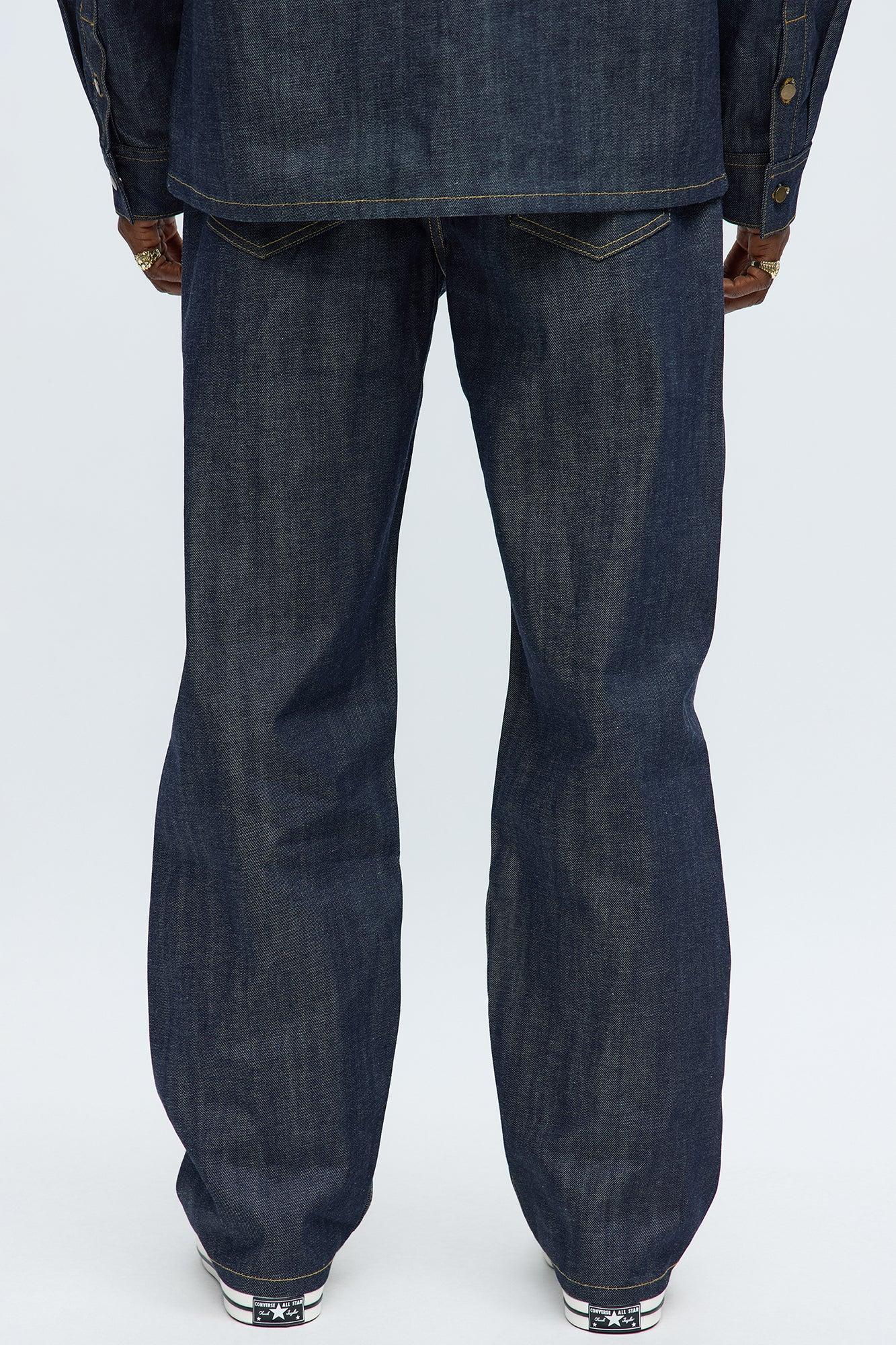 Baggy Raw Selvedge Jeans - Dark Wash Male Product Image