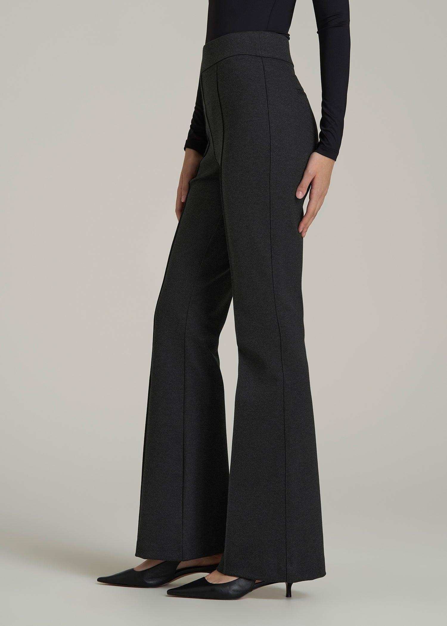 Soft Flex Ponte Pull On Flare Pants for Tall Women in Dark Charcoal Heather Female Product Image