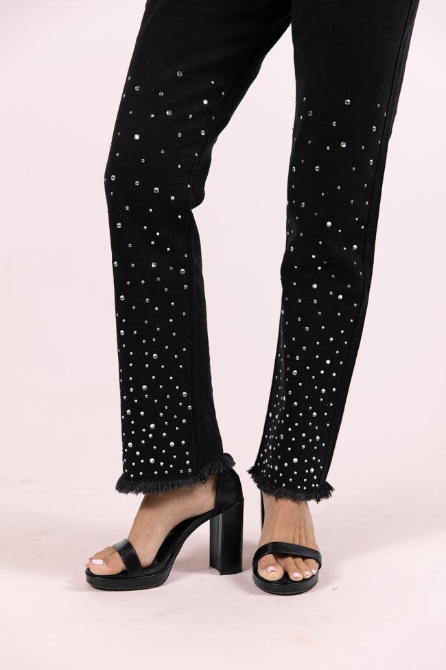 LaDonna Black Rhinestone Detail Jeans FINAL SALE Product Image