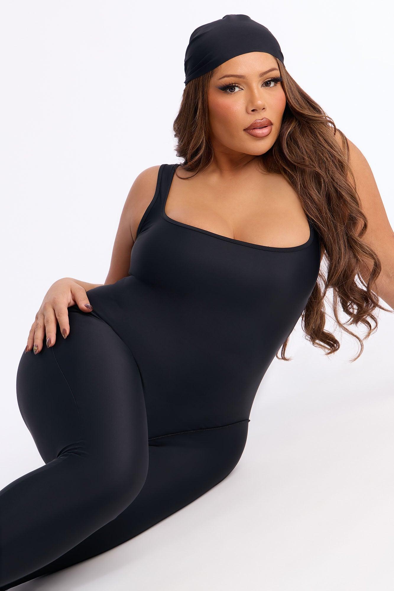 Sia Catsuit And Head Scarf 2 Piece Set - Black Female Product Image