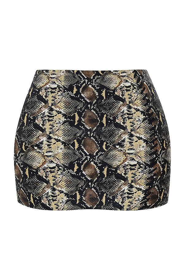 Lena  snake print vegan leather skirt - sale Product Image