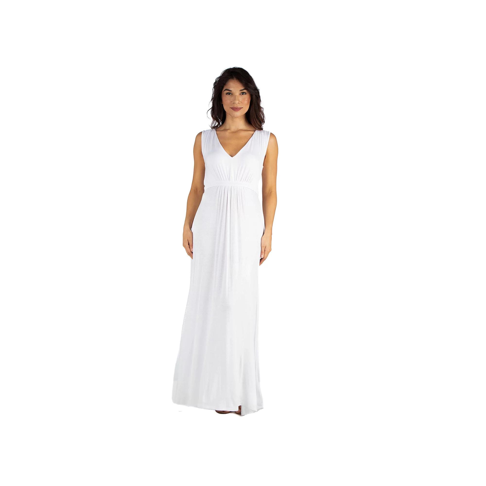 Women's 24seven Comfort Apparel V-Neck Sleeveless Maxi Dress,  Product Image