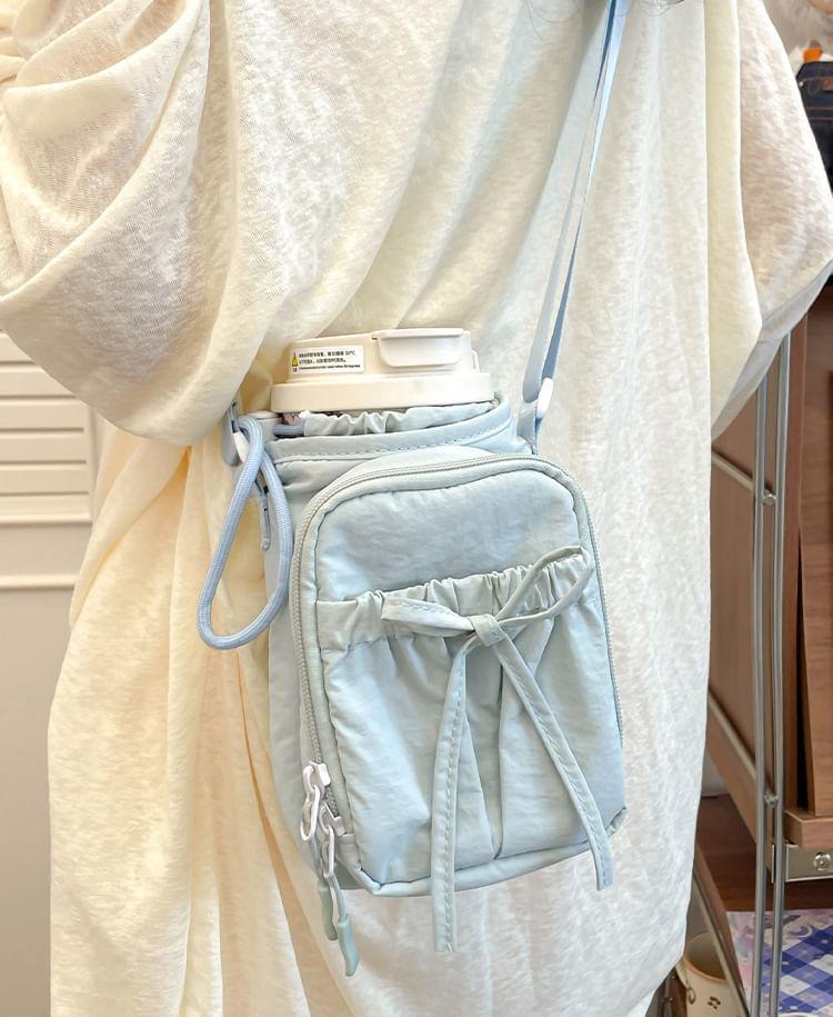 Plain Bow Accent Nylon Crossbody Bag Product Image