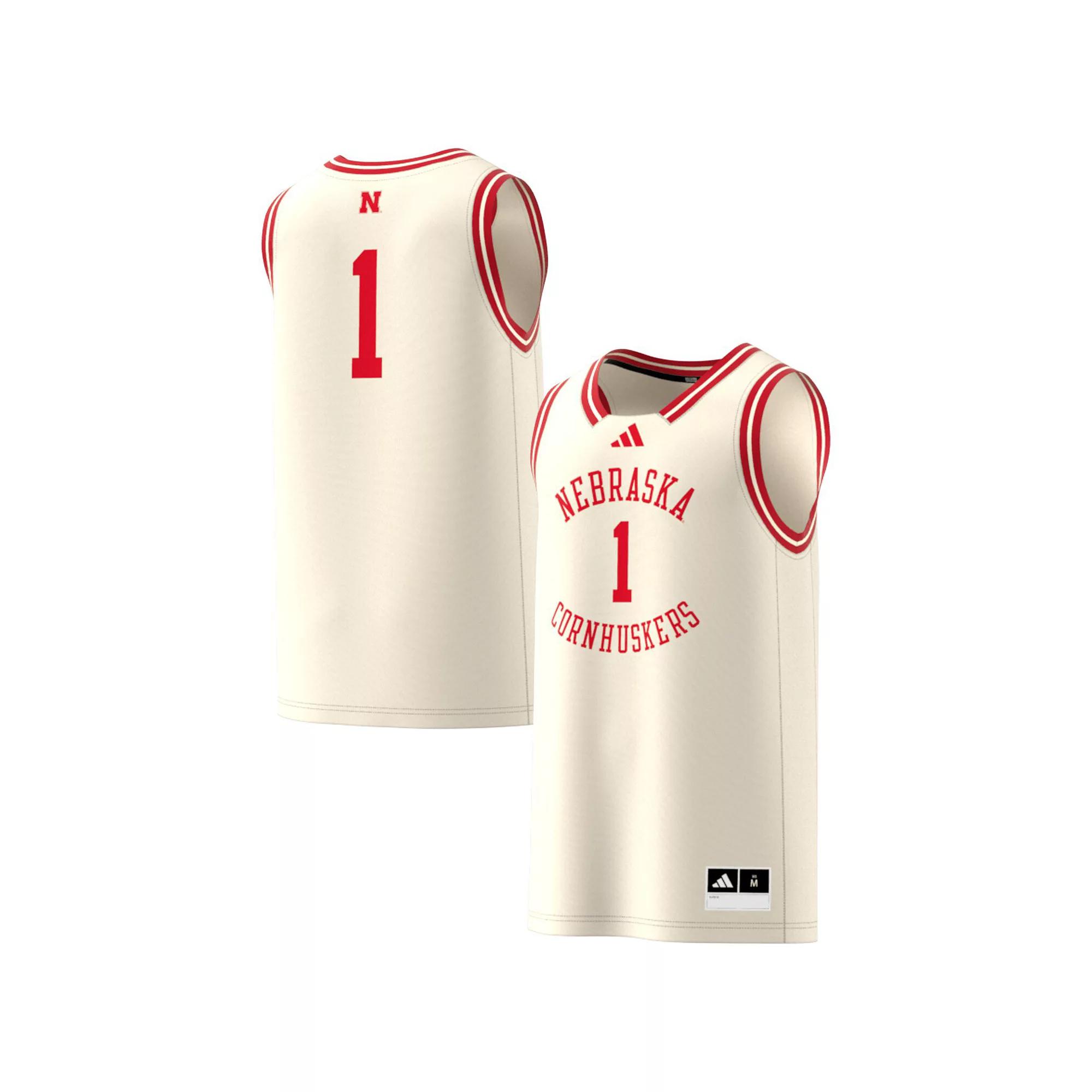 Men's adidas #1 Cream Nebraska Huskers Replica Swingman Jersey,  Product Image
