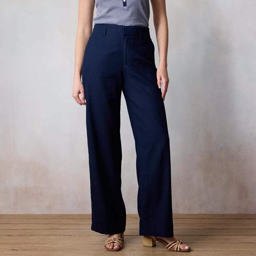 Women's LC Lauren Conrad Drapey Elastic Back Trouser Pants, Size: 4 T/Large, Blue Water Product Image