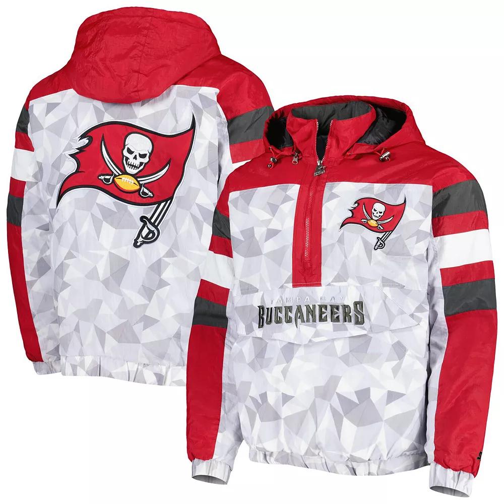 Men's Starter White/Red Tampa Bay Buccaneers Thursday Night Gridiron Raglan Half-Zip Hooded Jacket, Size: Medium Product Image
