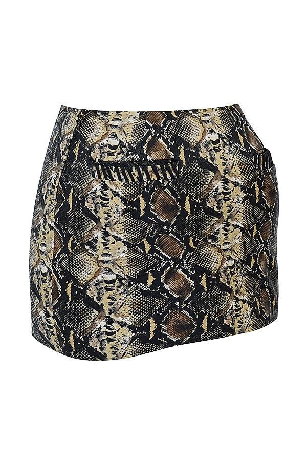 Lena  snake print vegan leather skirt - sale Product Image