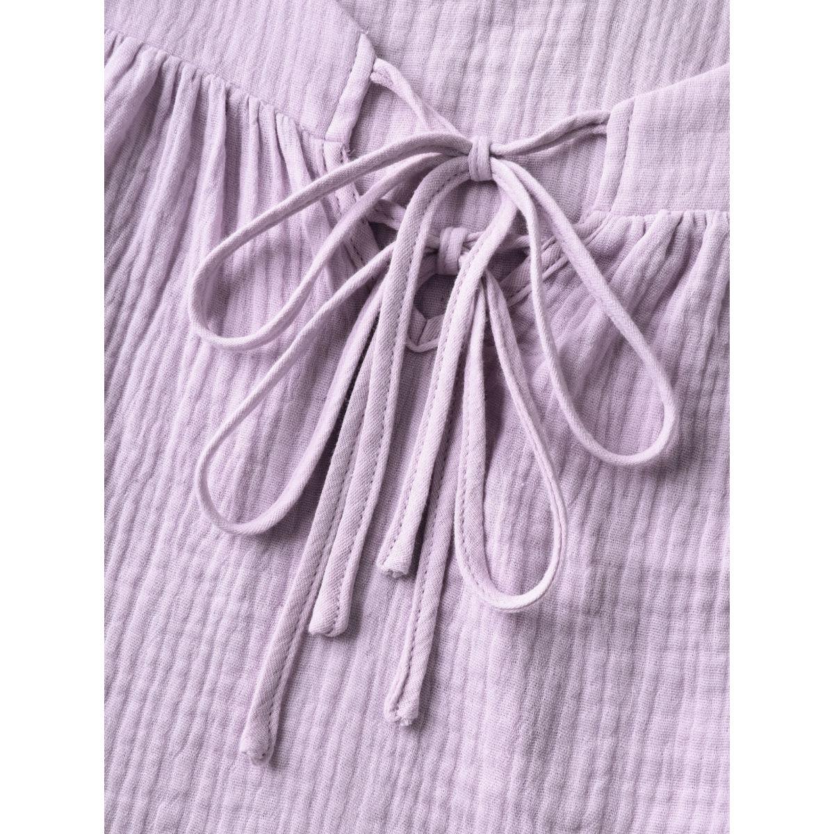 Plus Size Neck Tie-UP Pleated Tank Top Women Lavender Tie knot Heart neckline Everyday-Casual Tank Tops Camis BloomChic 14-16/1X Product Image