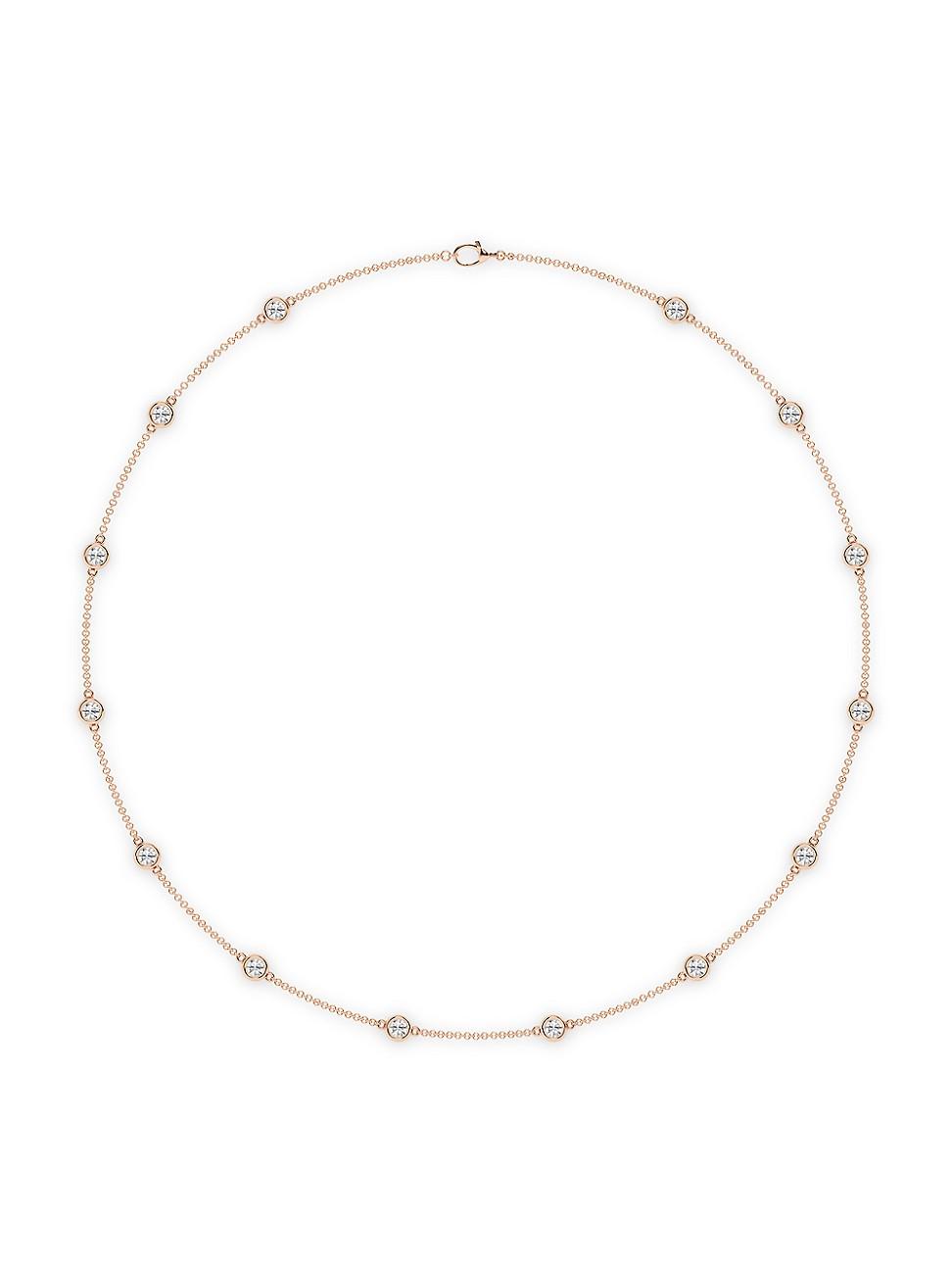 Womens 14K Rose Gold & 14-Diamond Station Necklace/0.70-2.10 TCW Product Image