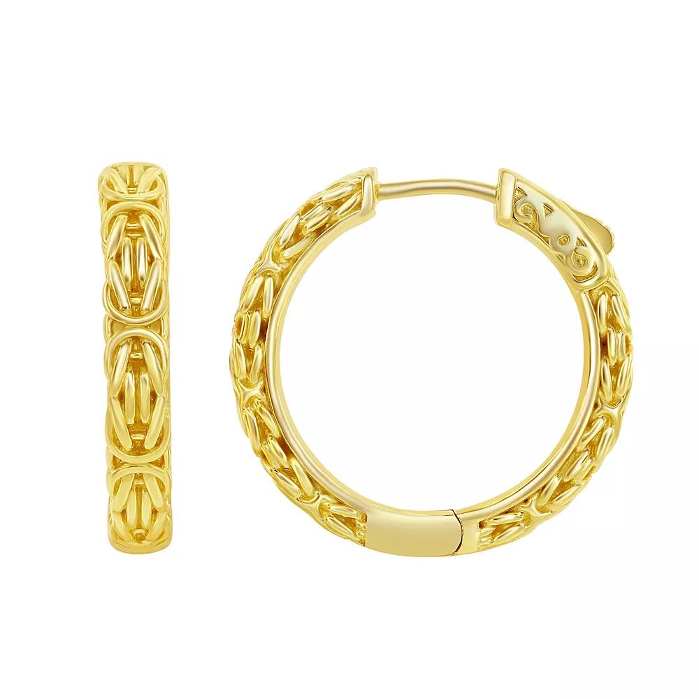 Sterling Silver Byzantine Hoop Earrings, Women's, Gold Tone Product Image