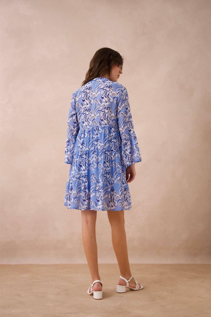 Saint-Tropez Silk Dress- Indigo Blue Product Image