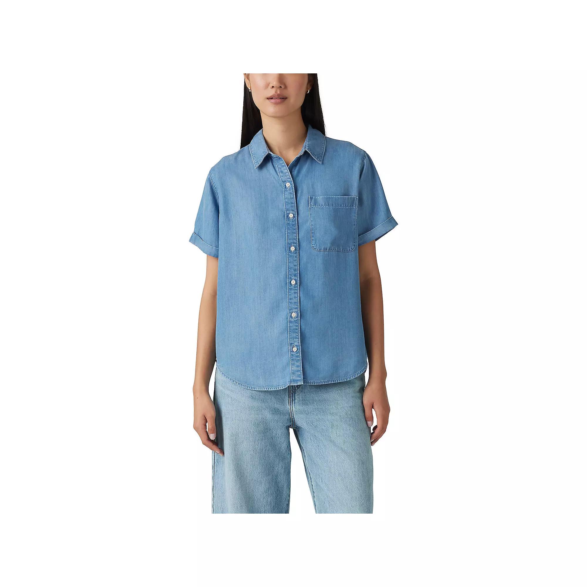 Women's Levi's® Darlene Short Sleeve Shirt, Size: XL, Red Bar Product Image