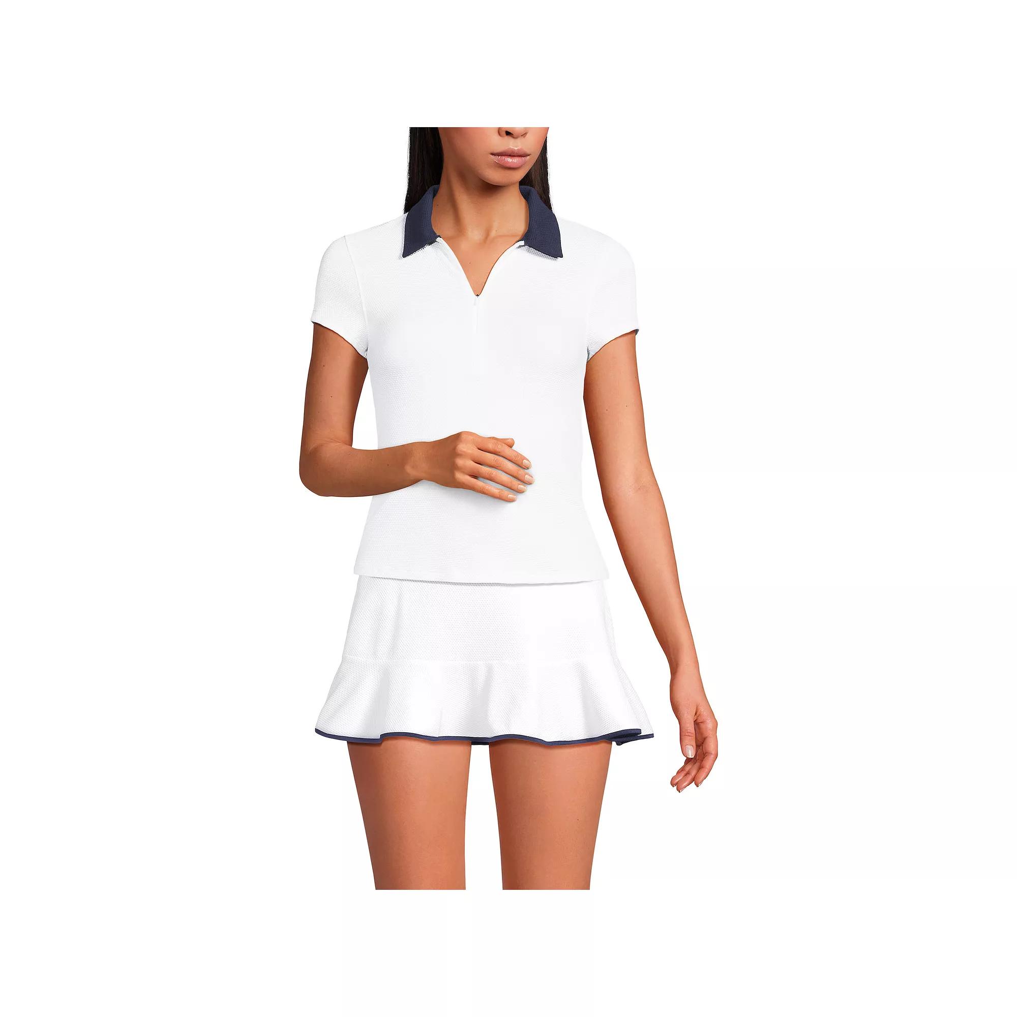 Women's Lands' End Short Sleeve Pique Johnny Collar UPF 50 Rashguard,  Product Image