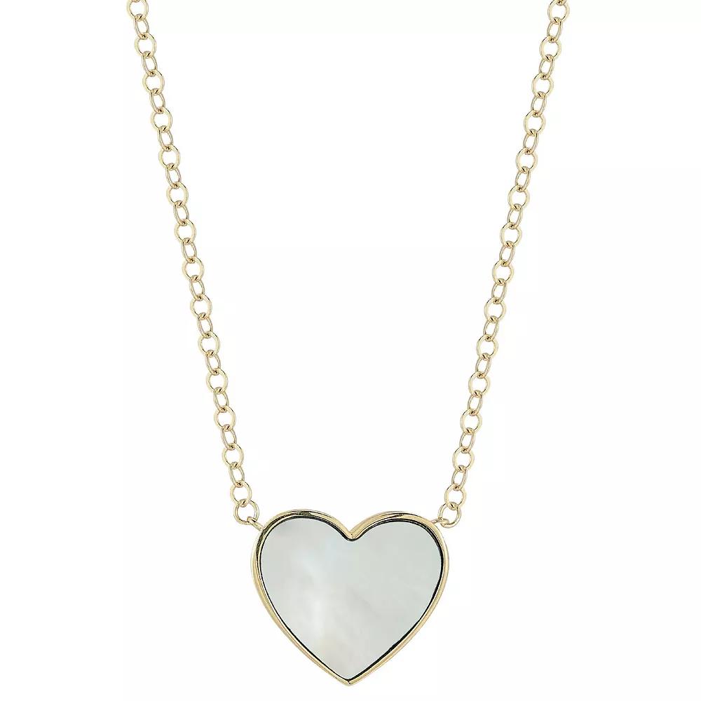 LUMINOR GOLD 14k Gold Mother of Pearl Heart Pendant Necklace, Women's, Size: 16" Product Image