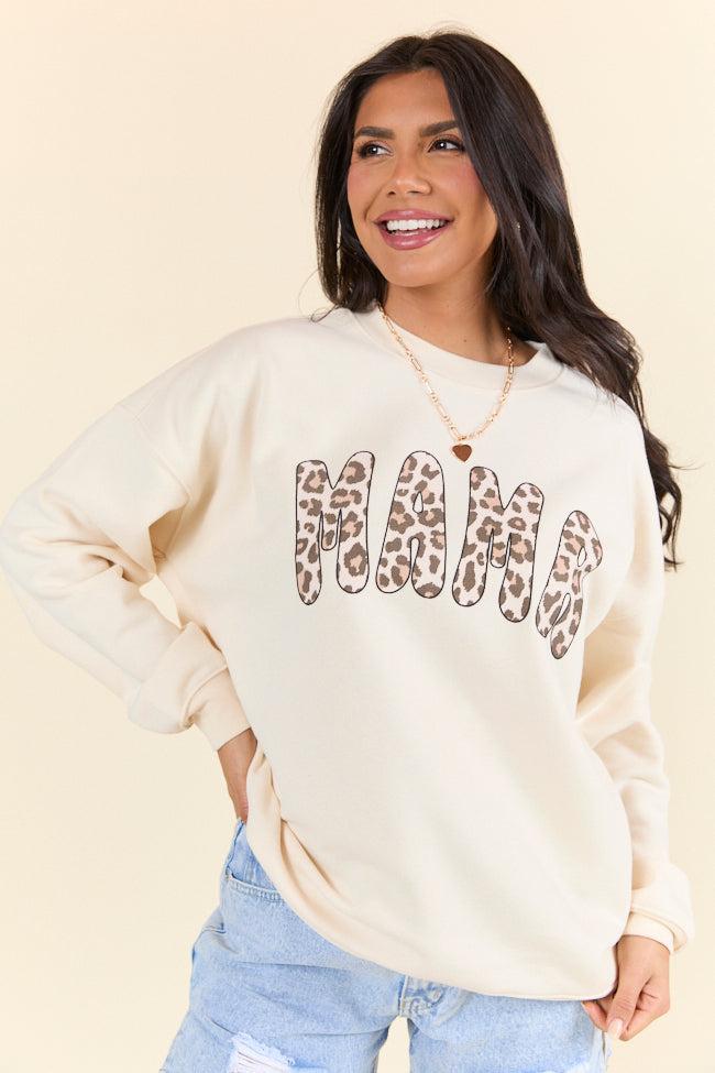 Mama Leopard Cream Graphic Sweatshirt Product Image