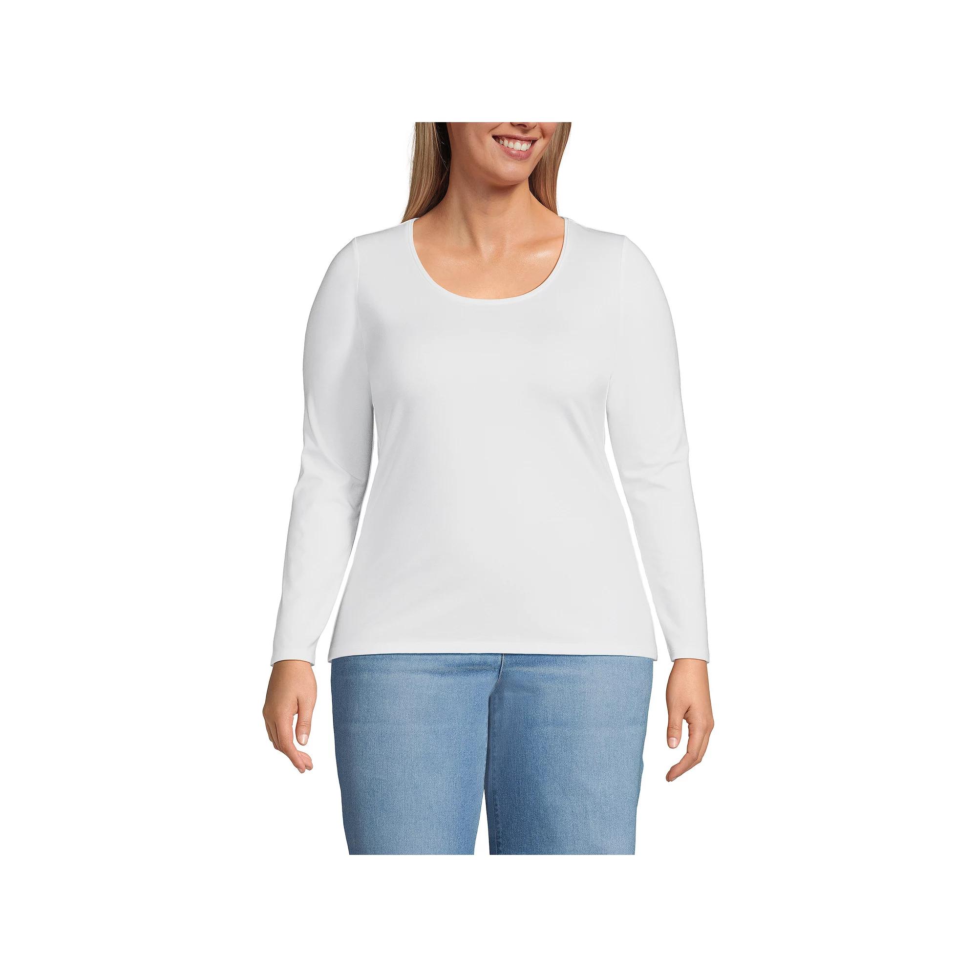 Plus Size Lands' End Lightweight Jersey T-Shirt, Women's, Size: 1XL, Black Product Image