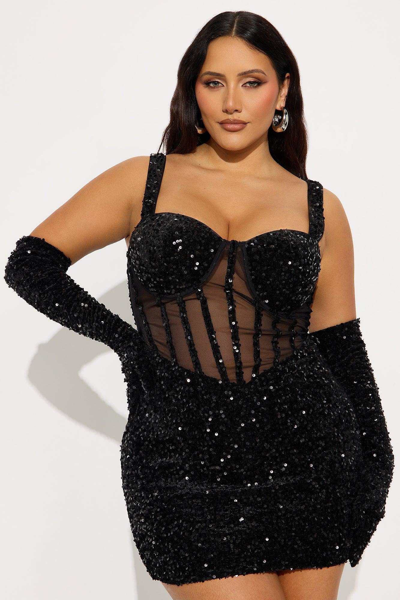 Khloe Sequin Mini Dress - Black Female Product Image