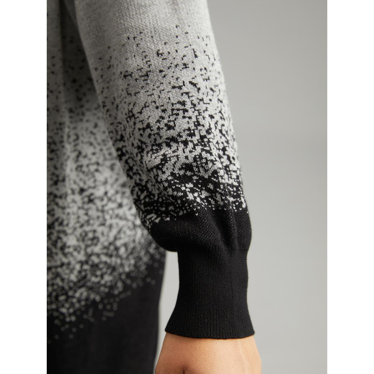 Plus Size Ombre Asymmetrical Open Front Cardigan DarkGray Women Casual Loose Long Sleeve Everyday Cardigans BloomChic 14-16/1X Product Image