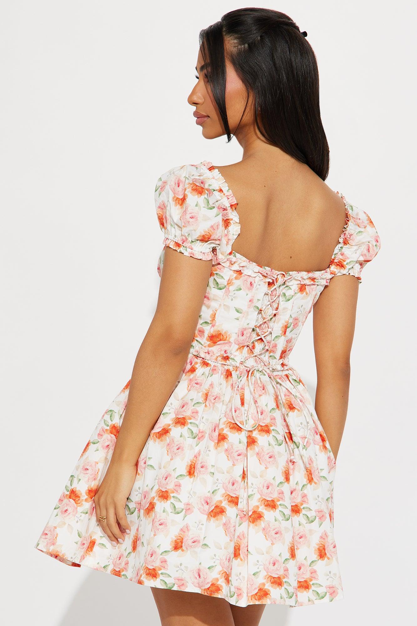 Leta Off Shoulder Corset Mini Dress - White/Pink Product Image