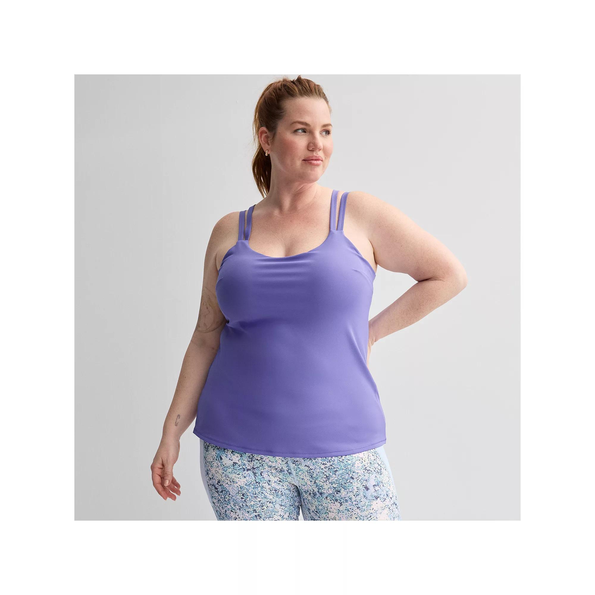 Plus Size Tek Gear® Ultrastretch Strappy Bra Tank Top, Women's, Size: 4XL, Keilani Blue Product Image