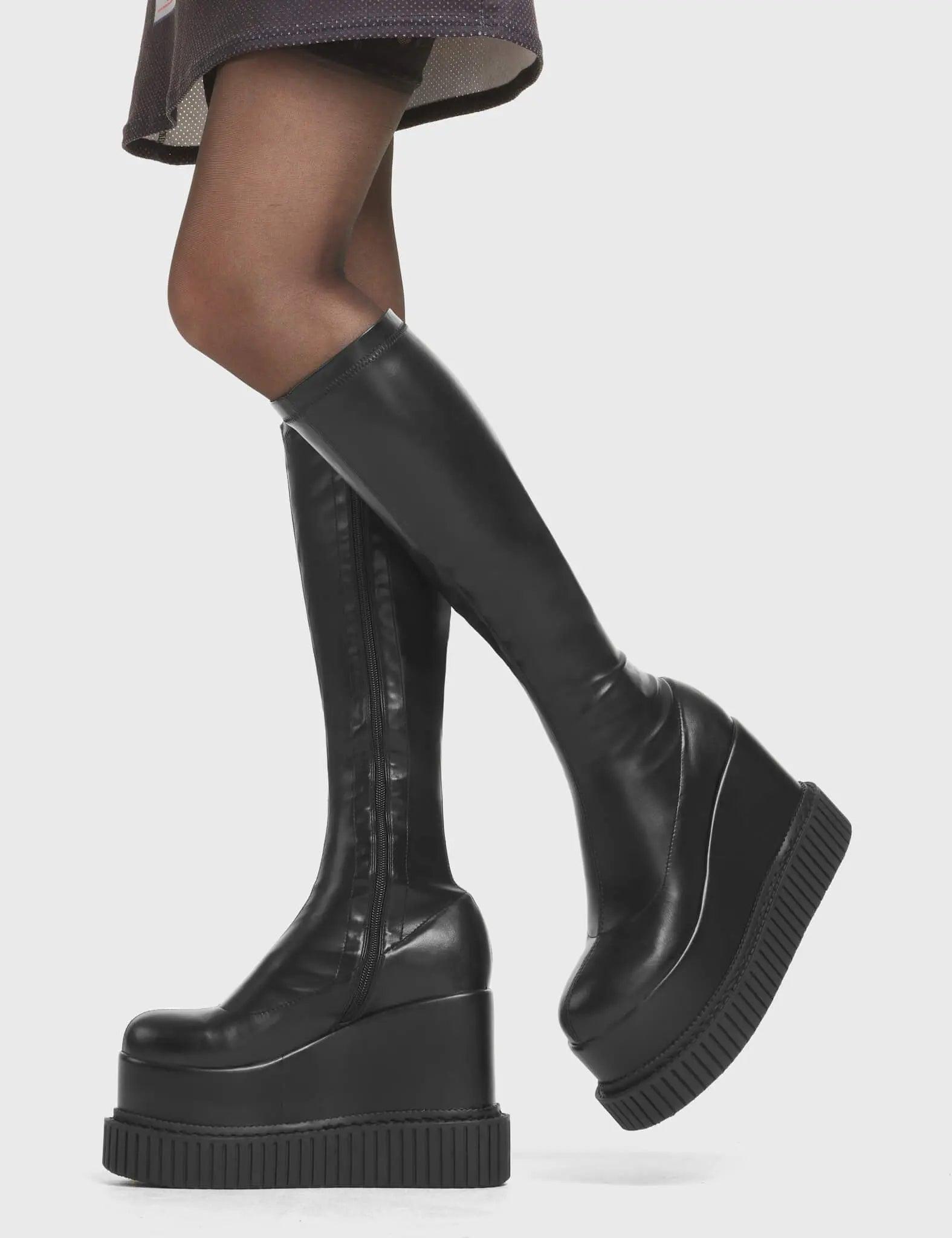 You're Wild Chunky Platform Creeper Knee High Boots Product Image