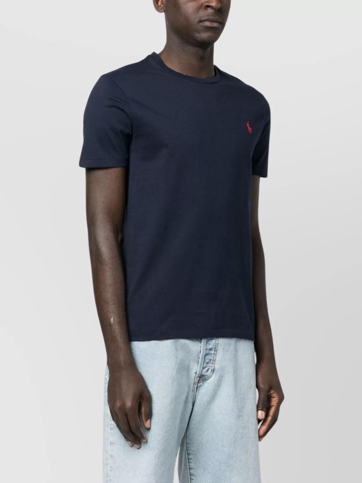 POLO RALPH LAUREN Slim-fit Logo-embroidered Cotton-jersey T-shirt In Navy Product Image