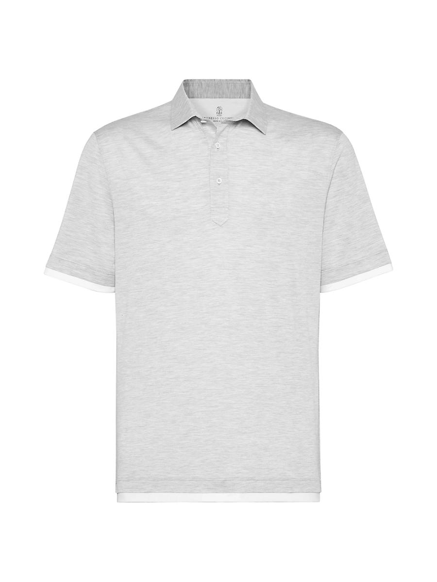 Mens Silk and Cotton Jersey Collared Polo Shirt Product Image