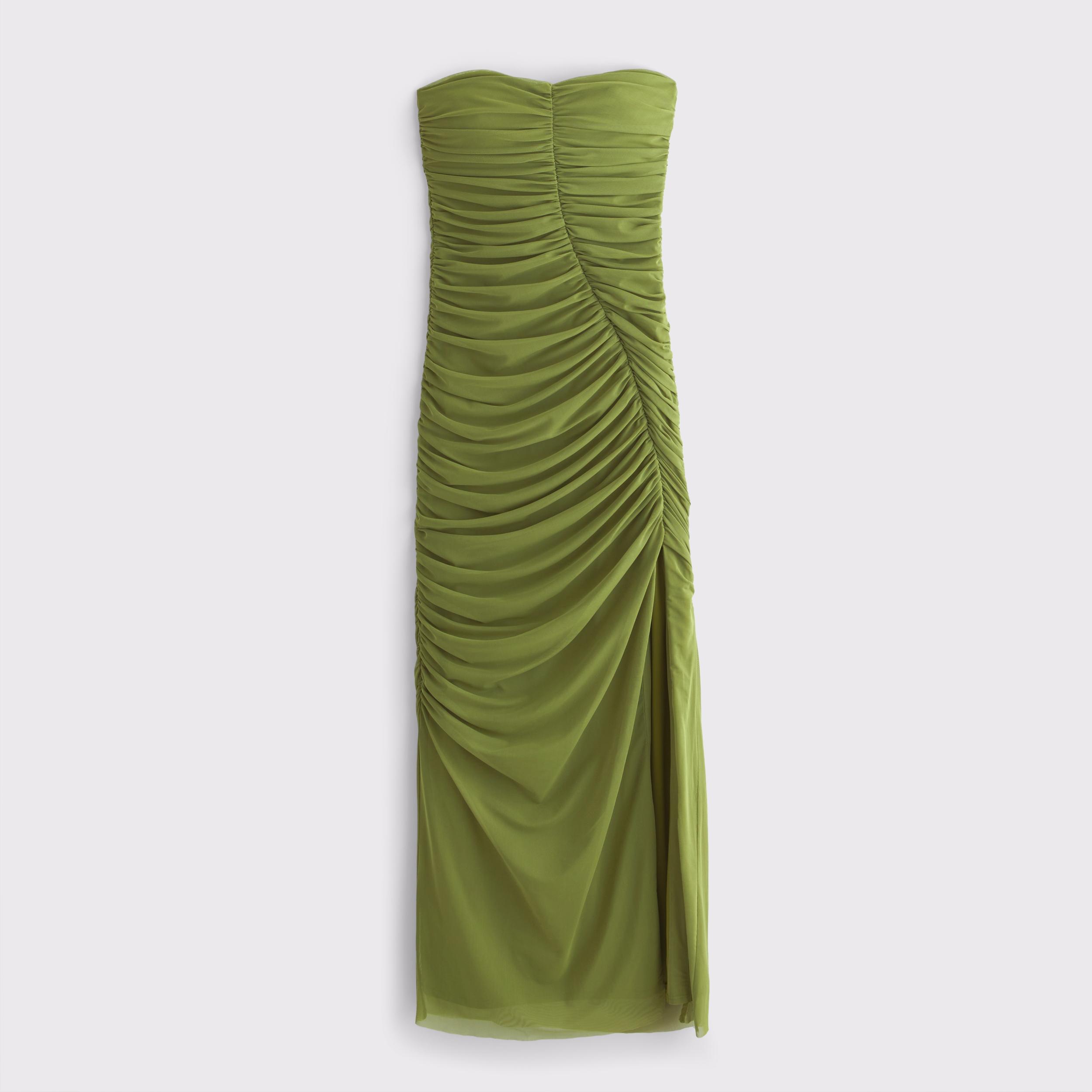 Mesh Strapless Ruched Maxi Dress Product Image