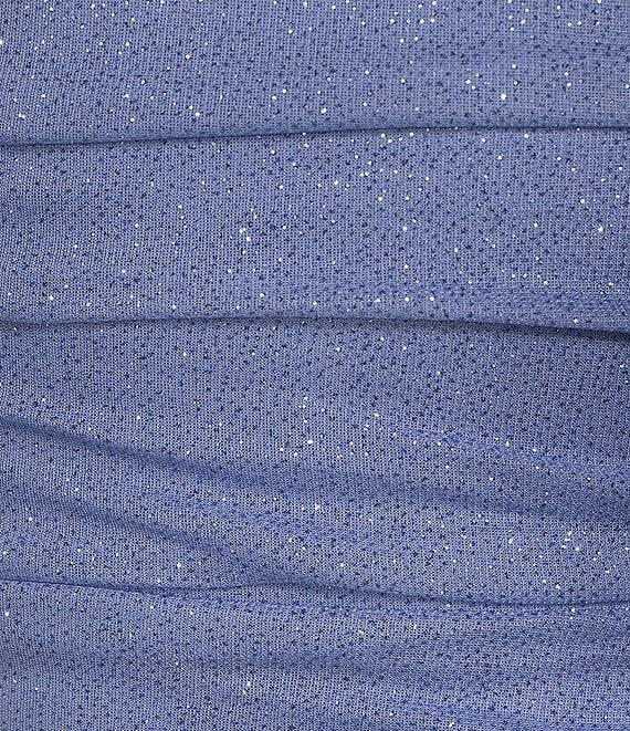 Jump Glitter Square Neck Spaghetti Strap Lace Up Back Ruched Bodycon Dress Product Image