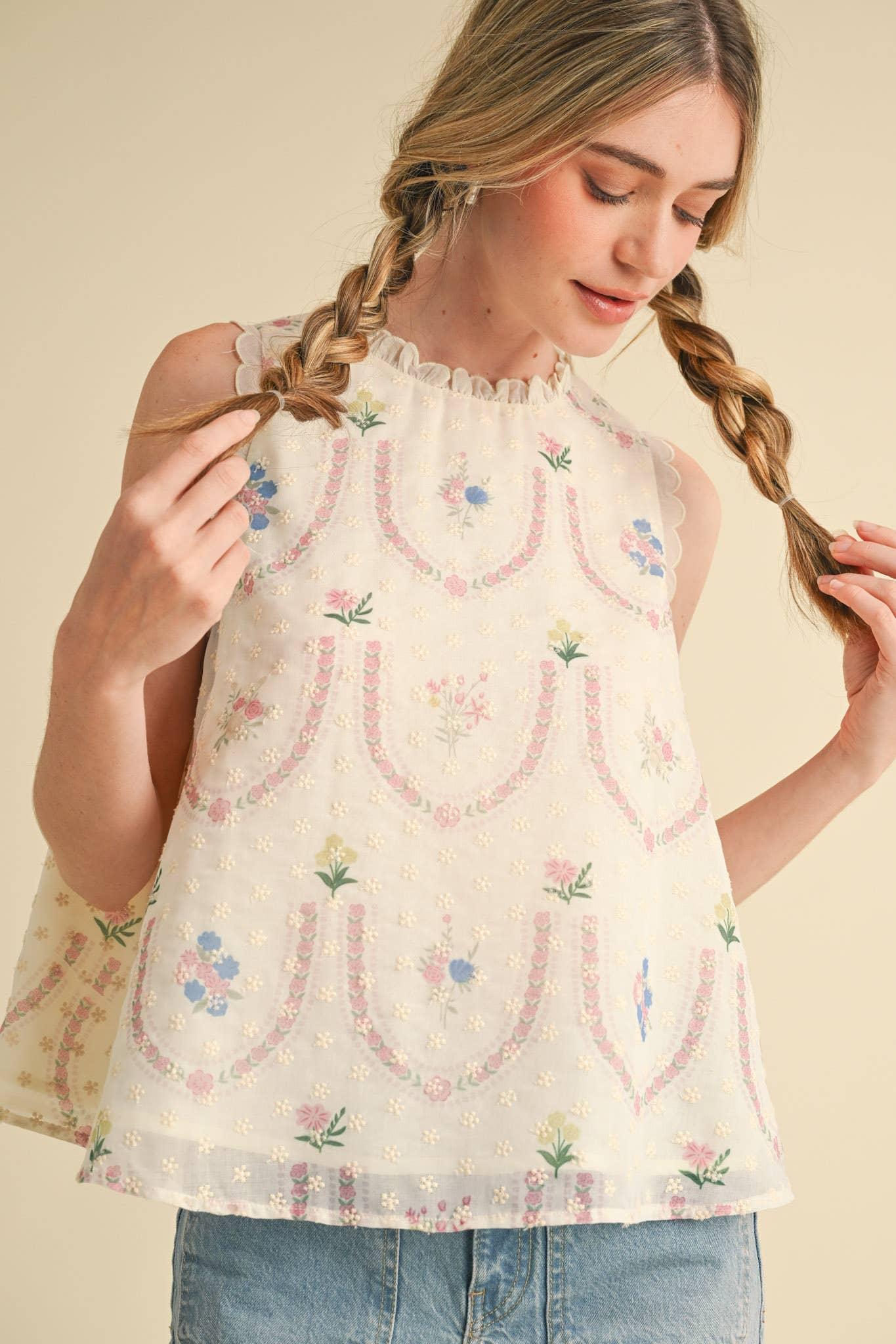 Embroidered Babydoll Top Product Image