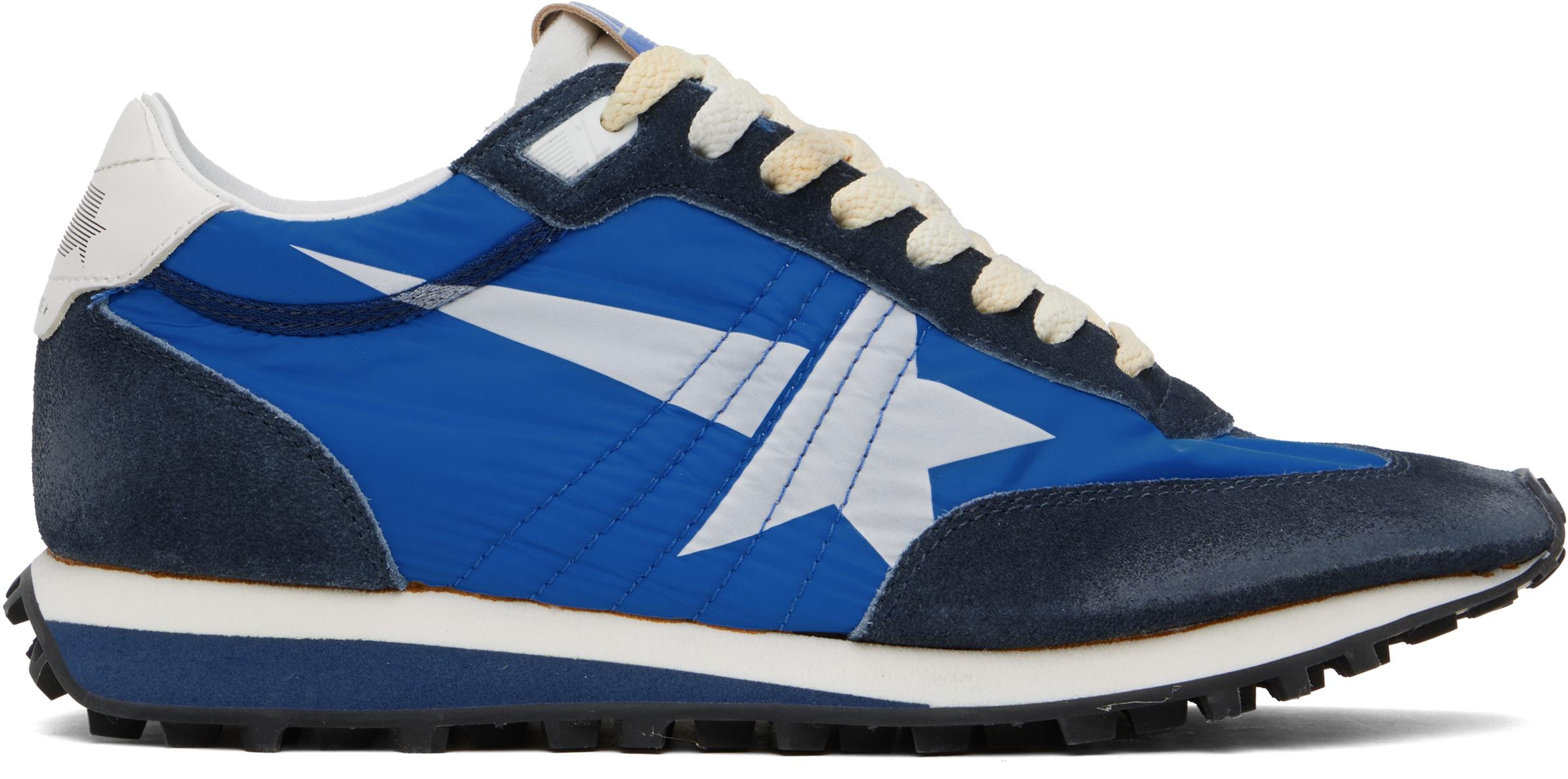 GOLDEN GOOSE Deluxe Brand Running Marathon Nylon Upper Suede Sneakers In Blue Product Image