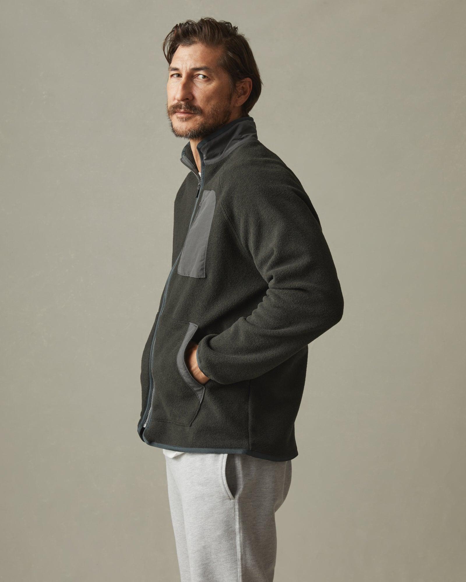 Men's Active Fleece Full Zip - Vintage Black Male Product Image