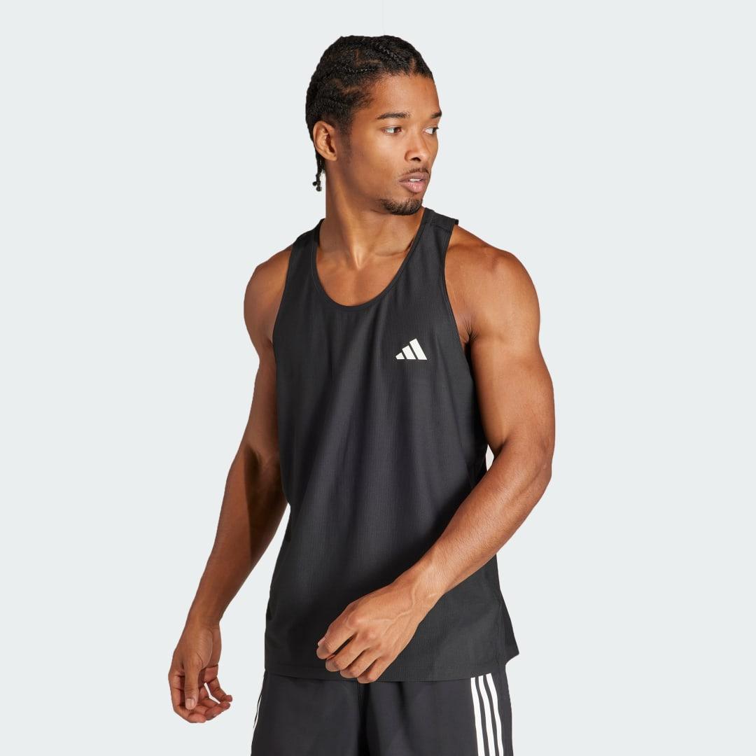 adidas Own The Run Tank Top White L Mens Product Image