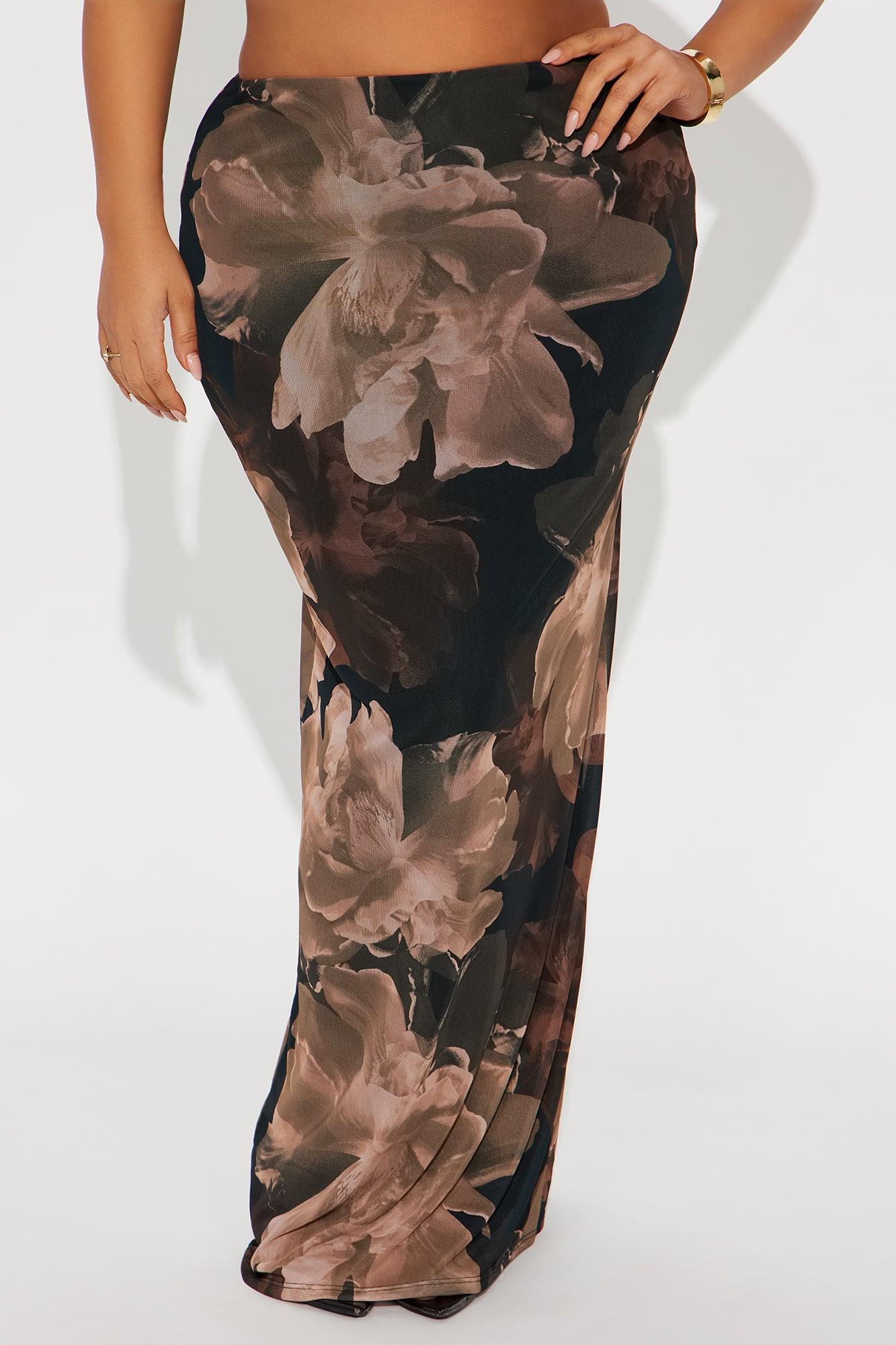 Midnight Bloom Mesh Maxi Skirt - Brown/combo Female Product Image