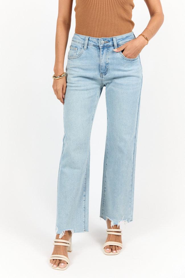 Lily Medium Wash Floral Embroidered Crop Relaxed Jeans FINAL SALE Product Image