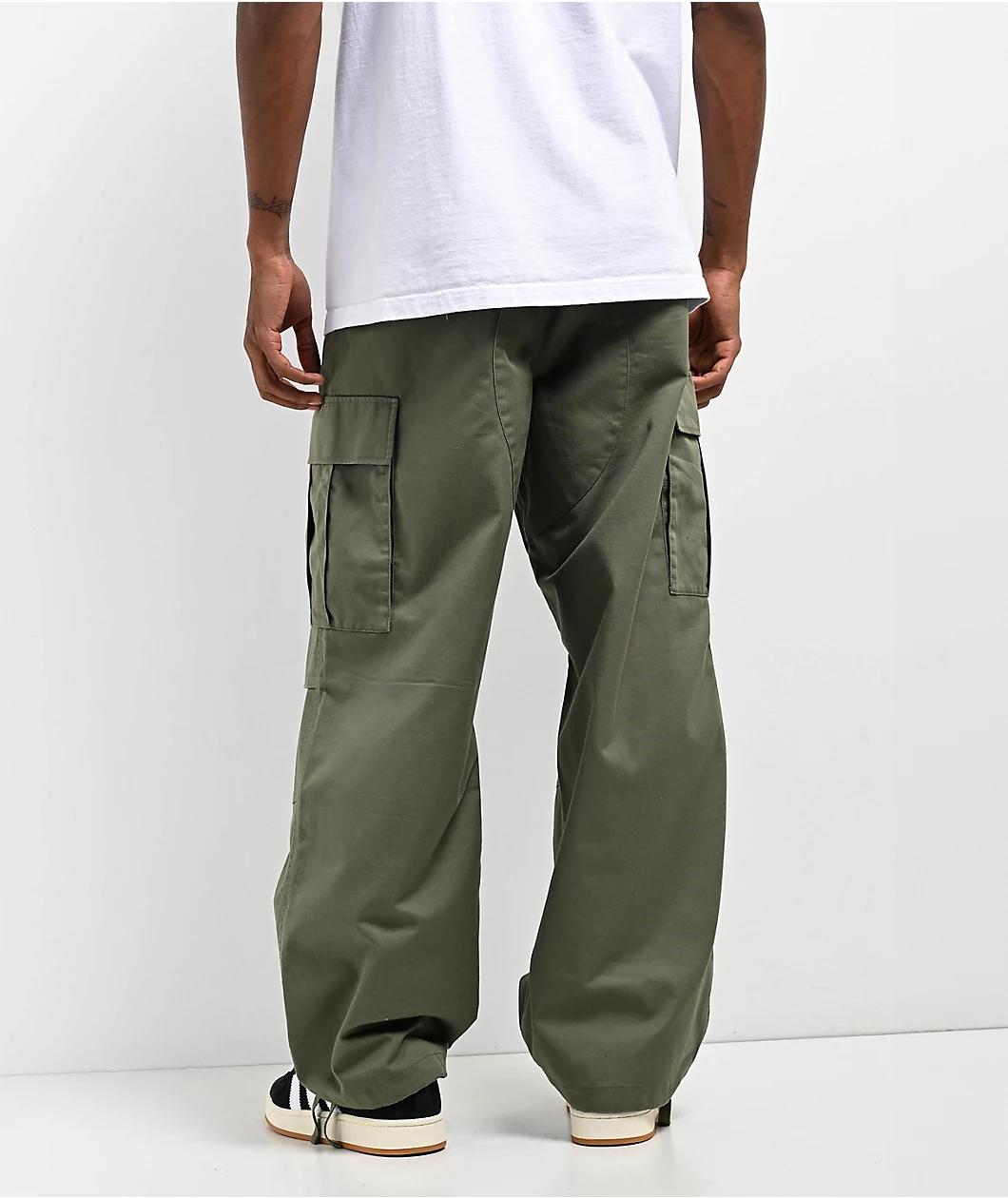 Empyre Ultra Loose Olive Cargo Skate Pants Product Image