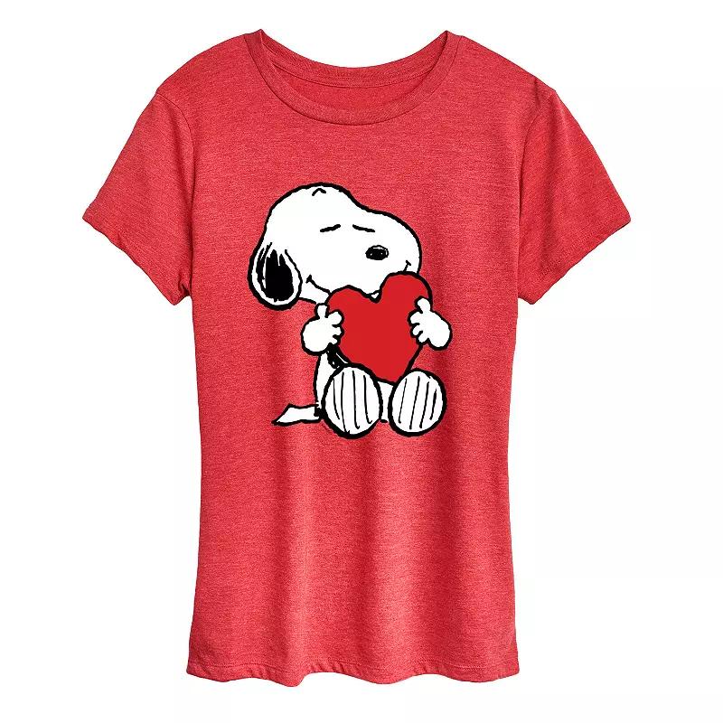 Women's Peanuts Snoopy Valentine's Hugging Heart Graphic Tee,  Product Image