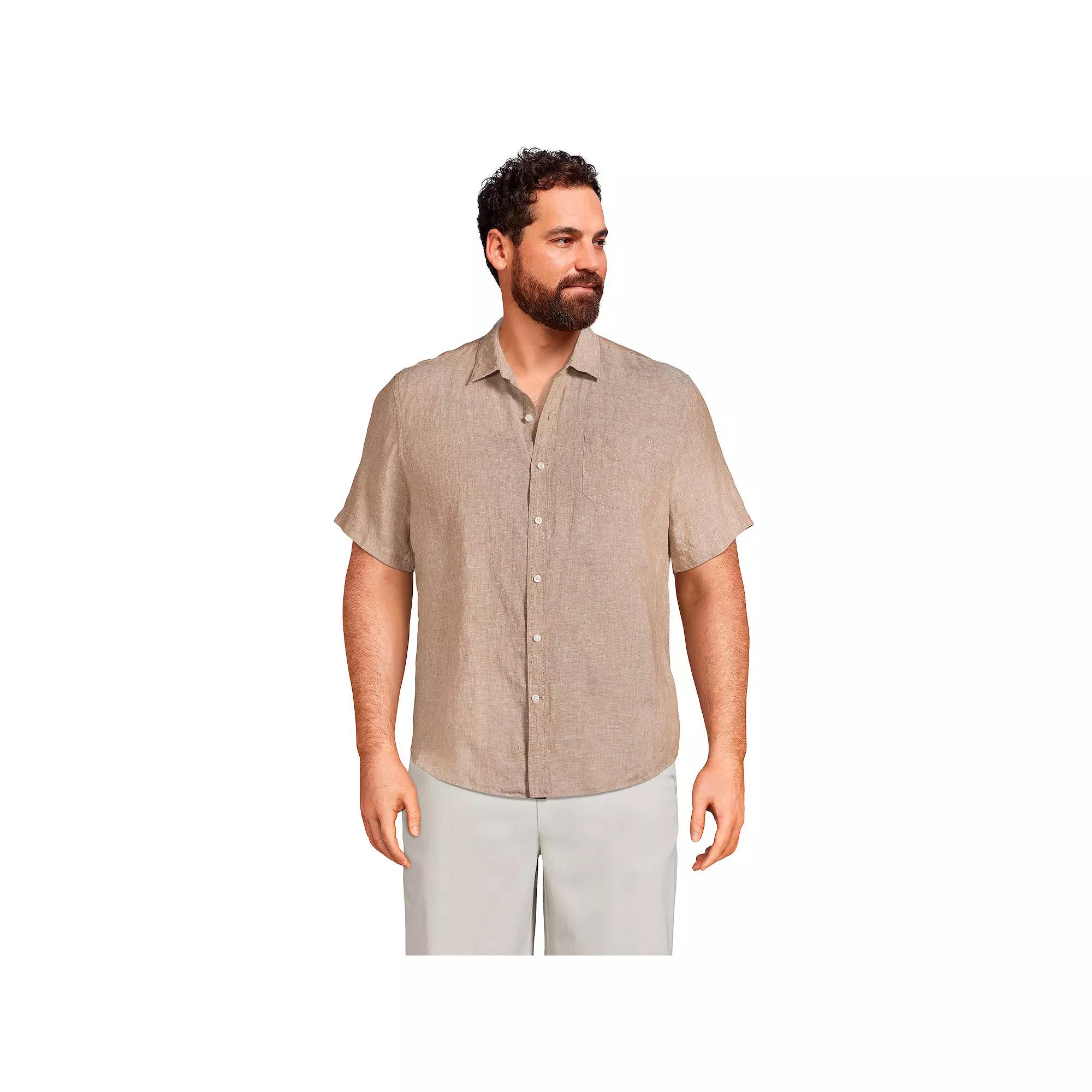 Big & Tall Lands End Traditional-Fit Linen Shirt, Mens Product Image