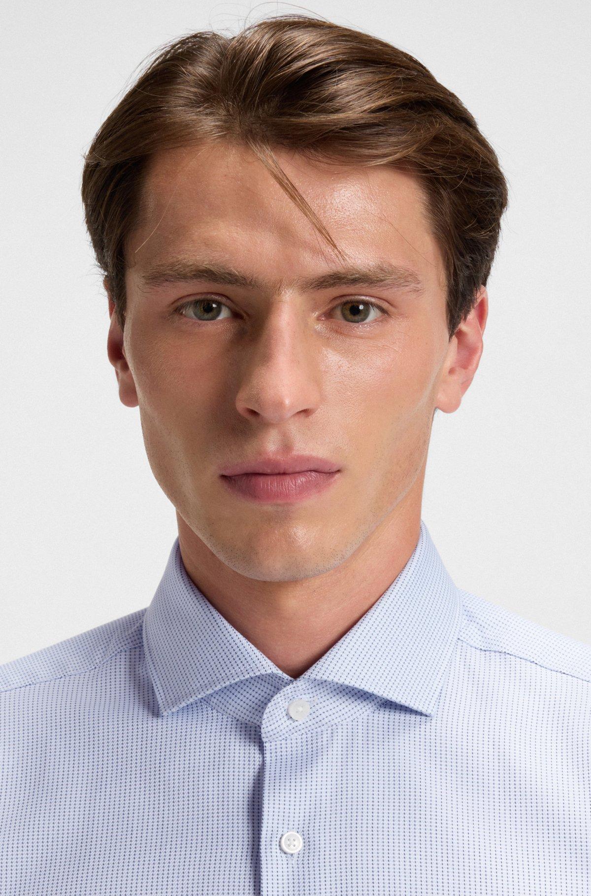 Regular-fit shirt in structured cotton Product Image
